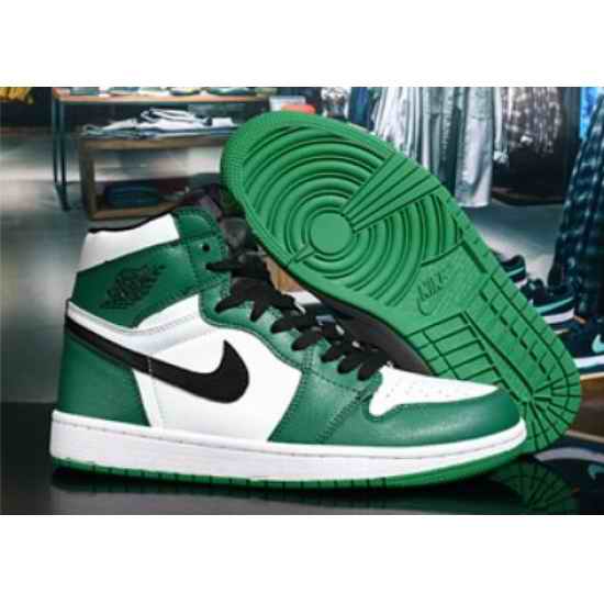 Jordan 1 Men Shoes Green Black White R5263